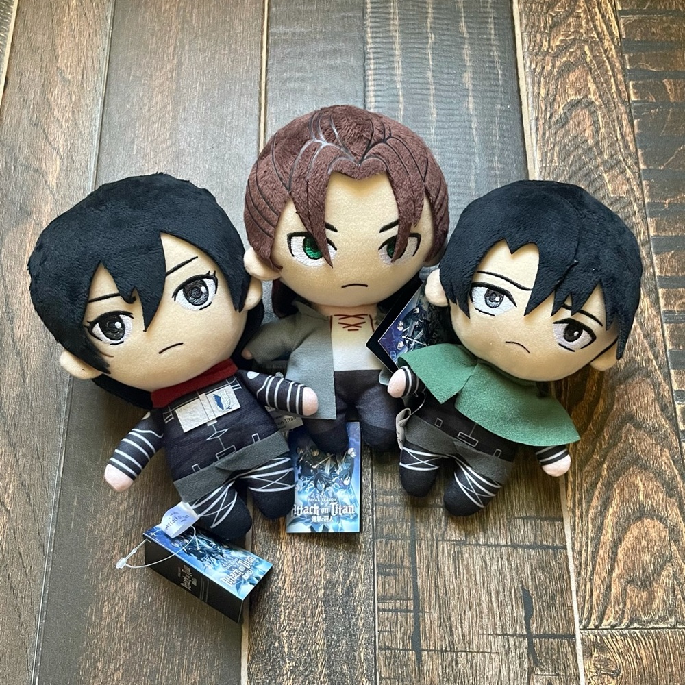 NWT Attack on Titan 7” Plushies (Set of 3)